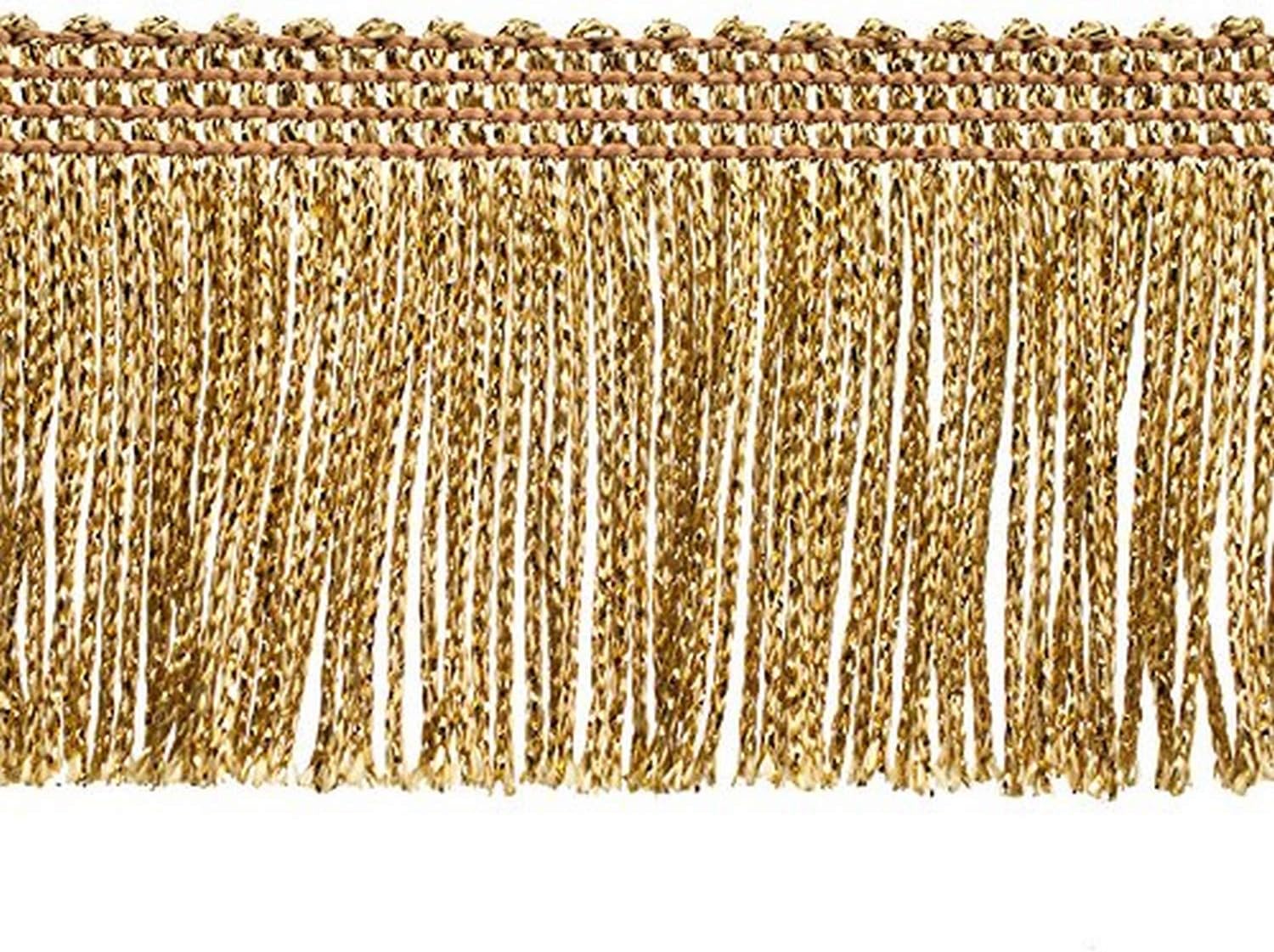 Decorative Trimmings 100% Rayon Chainette Fringe, 2" x 9 yd, Metallic Gold