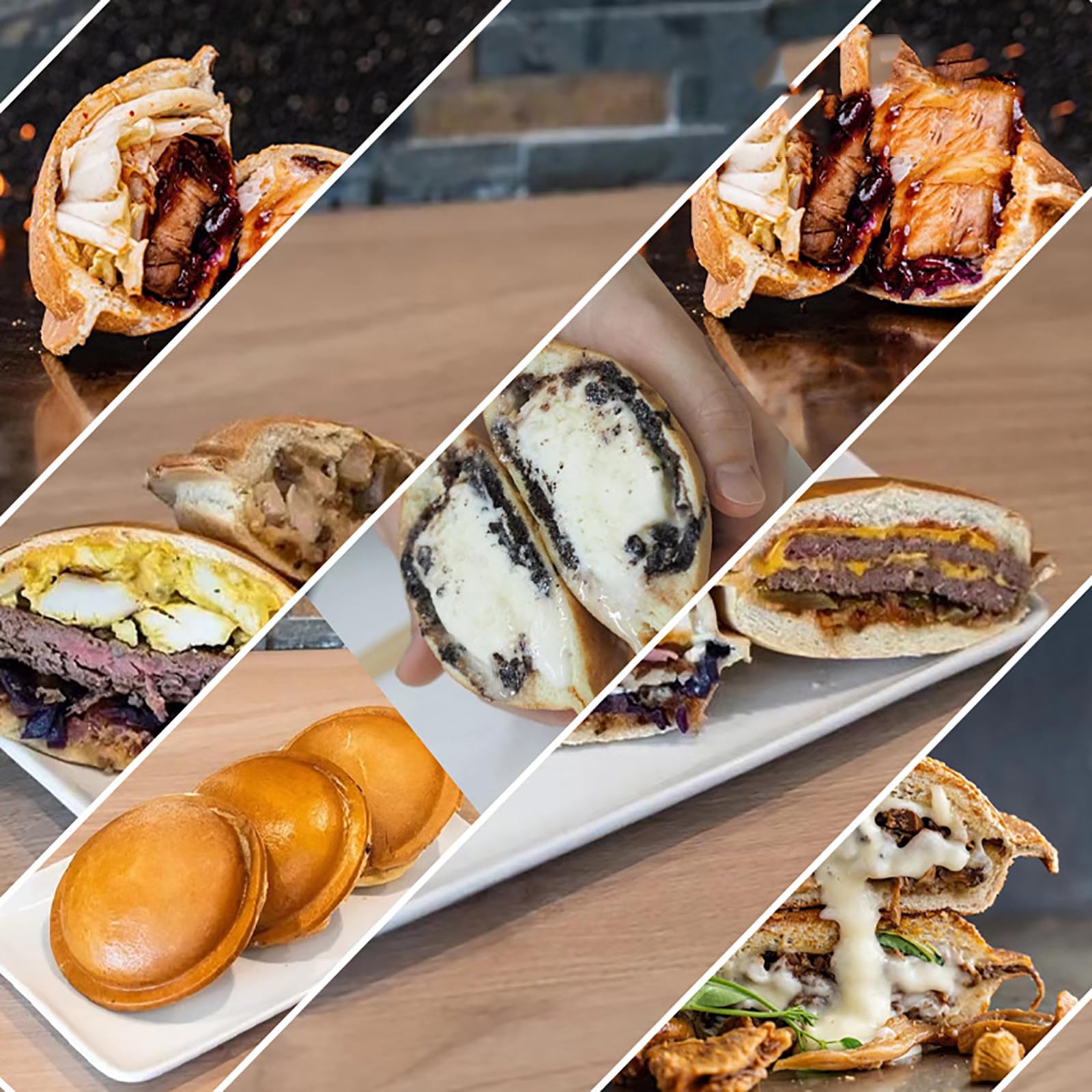 Prensa Comercial para Hamburguesas, Máquina Eléctrica para Hacer Waffles y Hamburguesas, Prensa para Sándwiches de Helado, Prensa para Paninis, Control de Tiempo y Temperatura
