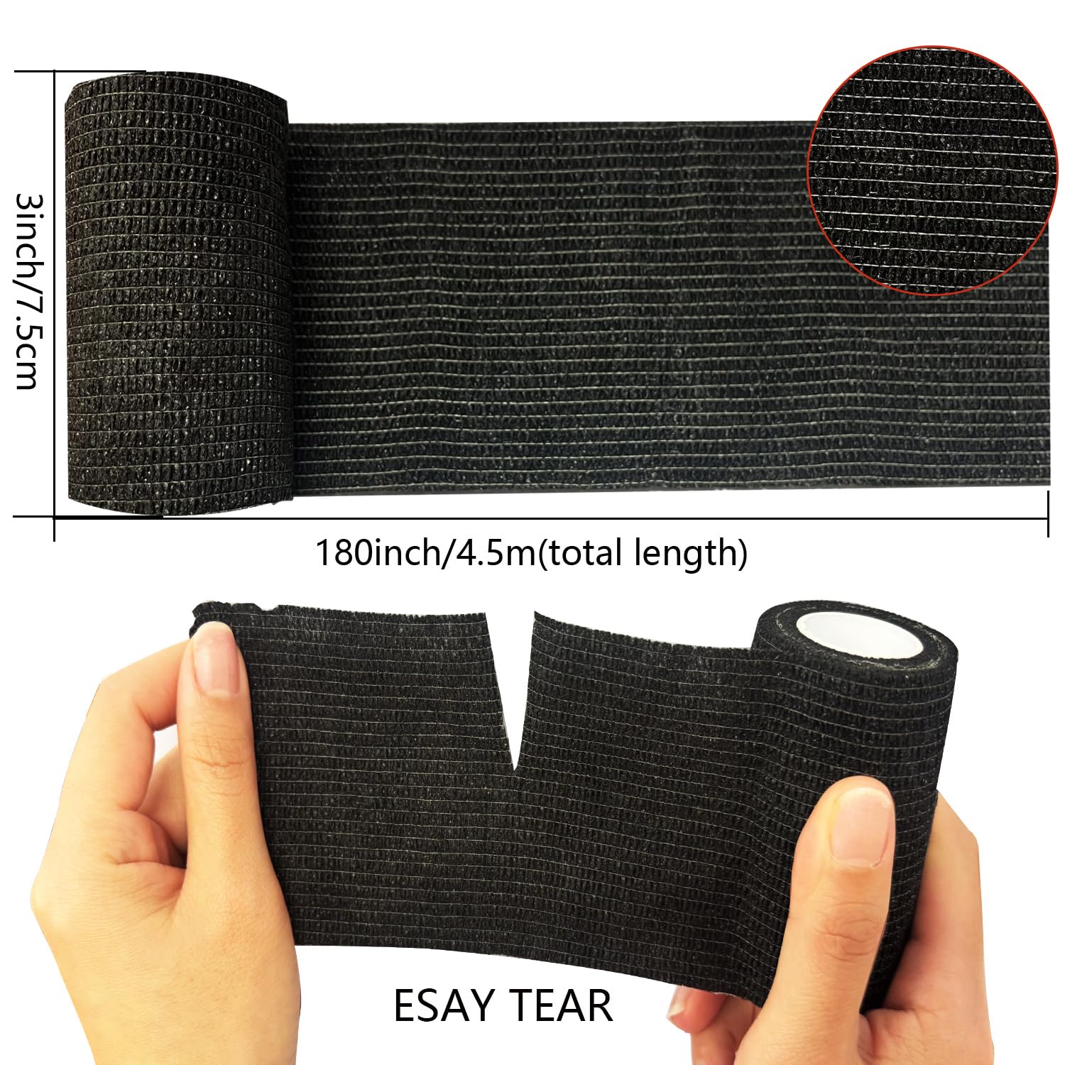 ANAMPION Selbstklebender Verband 9Rollen, 7.5cmx4.5m Non-Woven Selbsthaftende Bandage für Mensch und Tier, Flexibel Elastische Binde für Sport,Haustiere (Blau) - 3