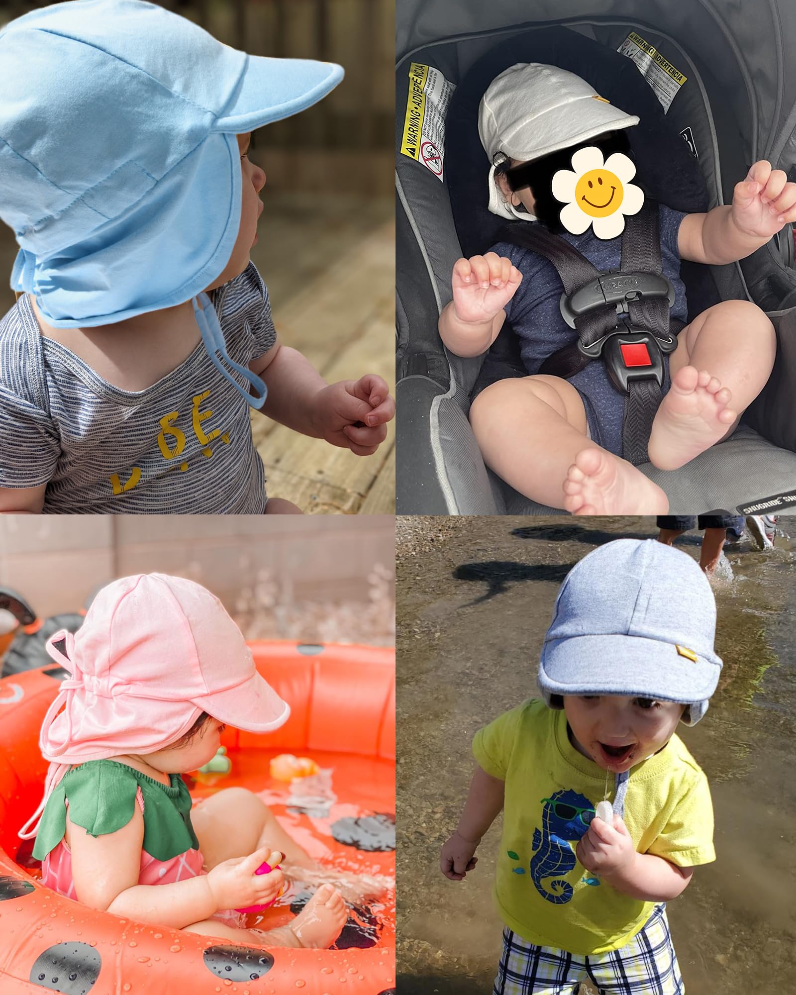 FURTALK Cotton Baby Toddler Sun Hat UPF 50+ UV Protection Kids Unisex Girls & Boys Summer Cap with Adjustable Chin Strap Neck Flap — view 6