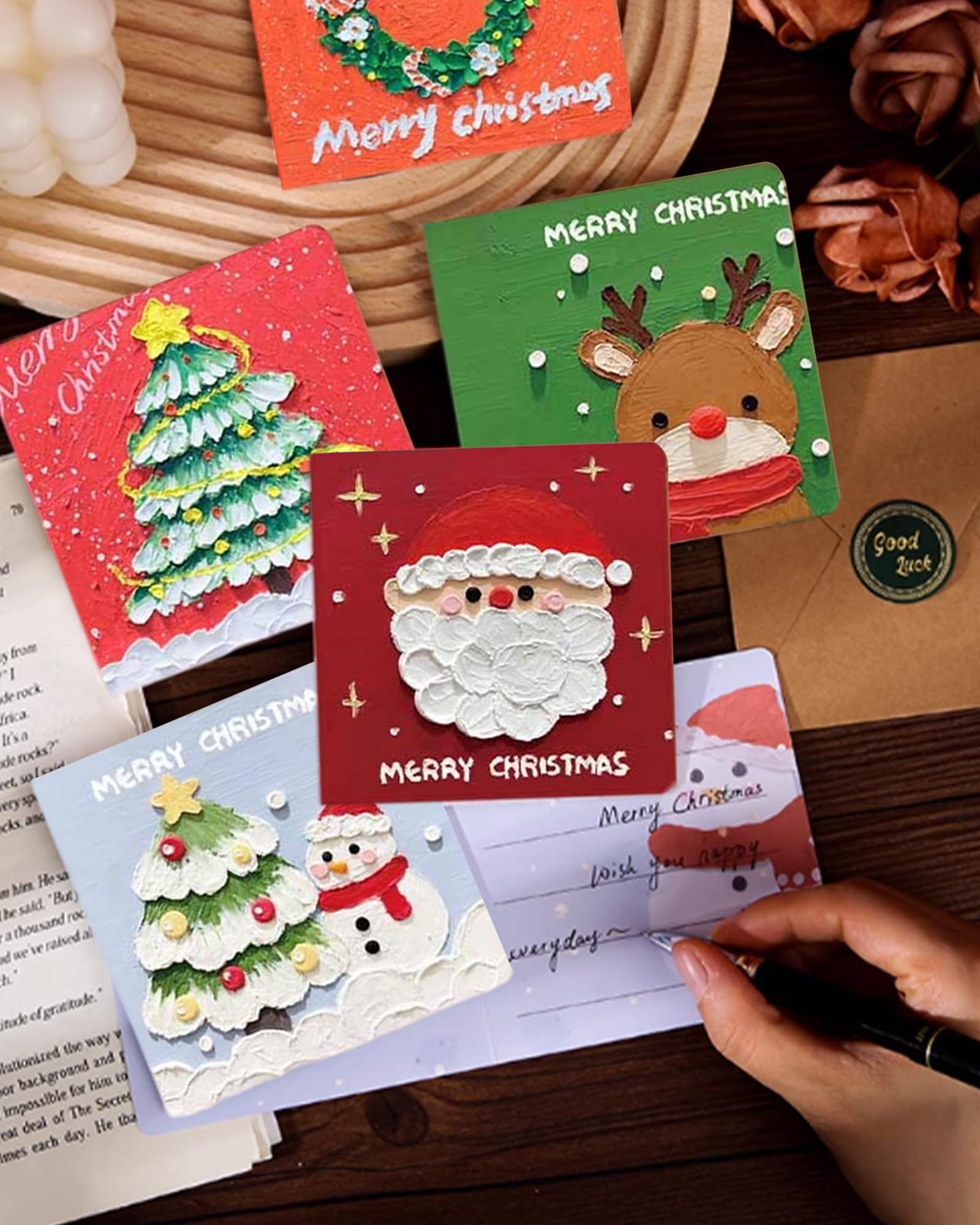 Lot De 24 Cartes De Noël A6 Pliables Avec Enveloppes – Style Rétro Festif – Idéal Famille Enfants Amis