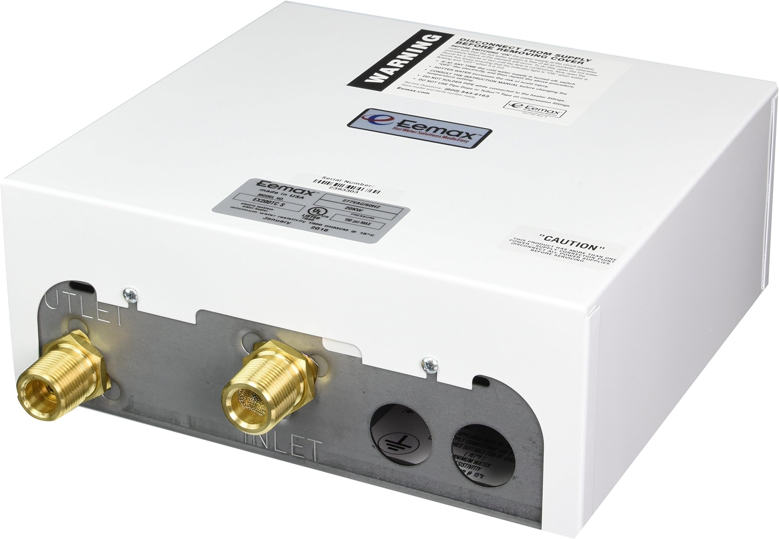 Eemax EX200TC S 20KW 277V Thermo 180° Electric Tankless Water Heater