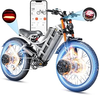 eAhora 2026 Romeo Pro 3 5600W 50Mph High-Torque Ebike, 60V 80Ah 250-Mile Long Range Electric Bike for Adults, Adjustable Air Suspension, 26'' Puncture-Proof Tire, UL 2849 Certified by TÜV