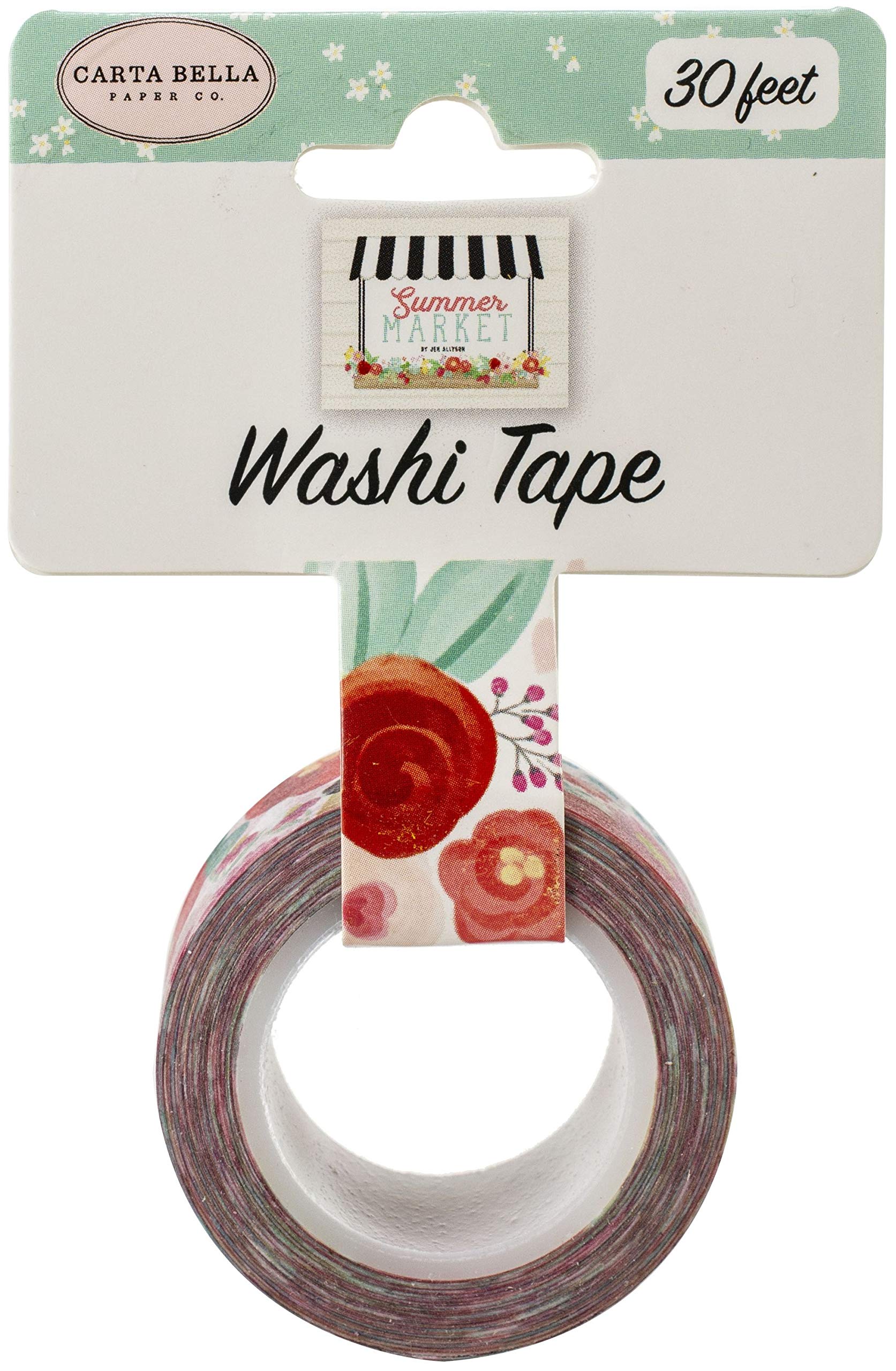 Carta Bella Paper Company Market Floral washi tape, red, pink, green, yellow, black, teal