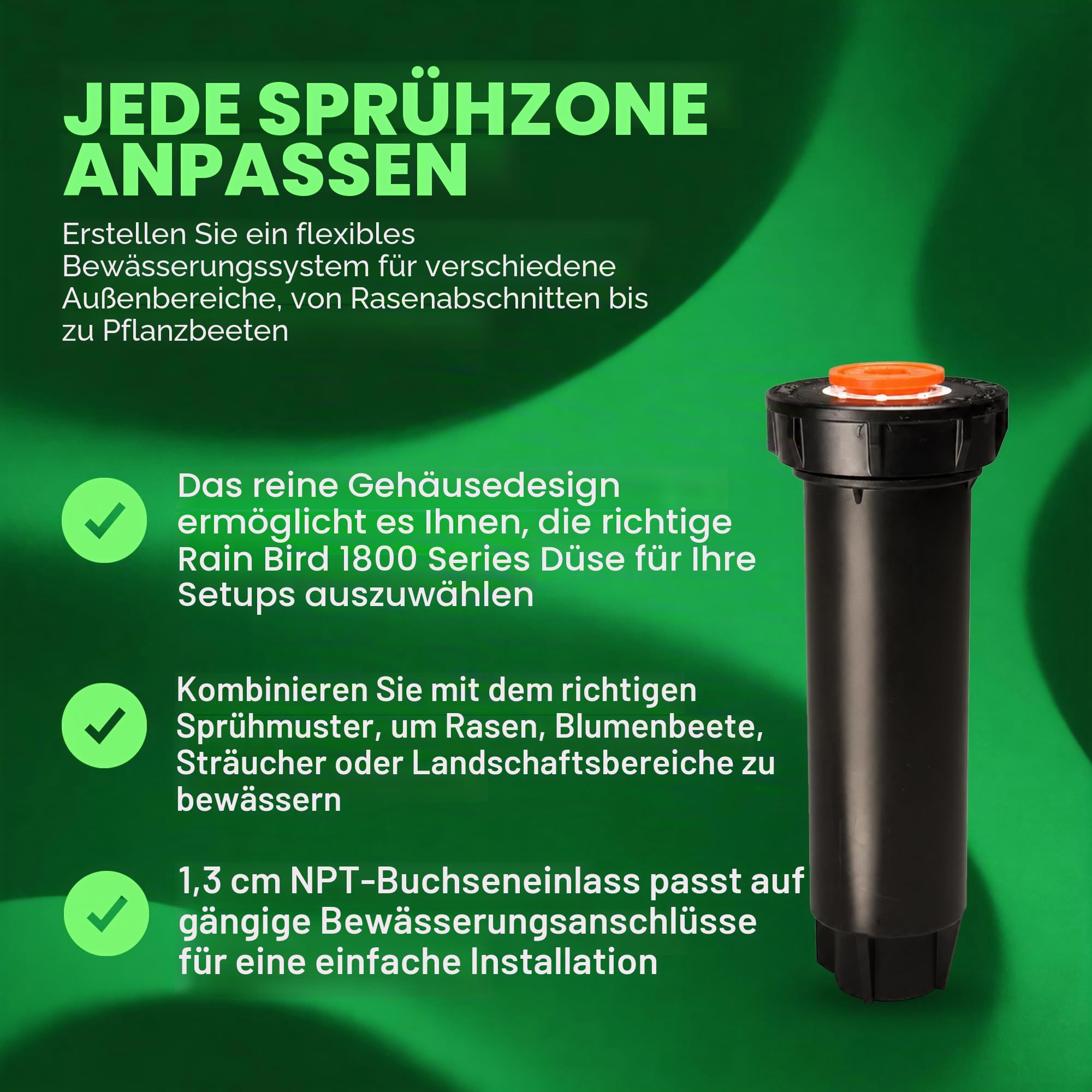 Rain Bird 1800 Serie Pop-Up-Sprinkler, 10 Stück, Düsen Nicht im Lieferumfang enthalten, RainBird 10,2 cm 1804 Modell Pop Up Bewässerungssprinkler für Rasen, Hof, Garten, Pflanzbeete