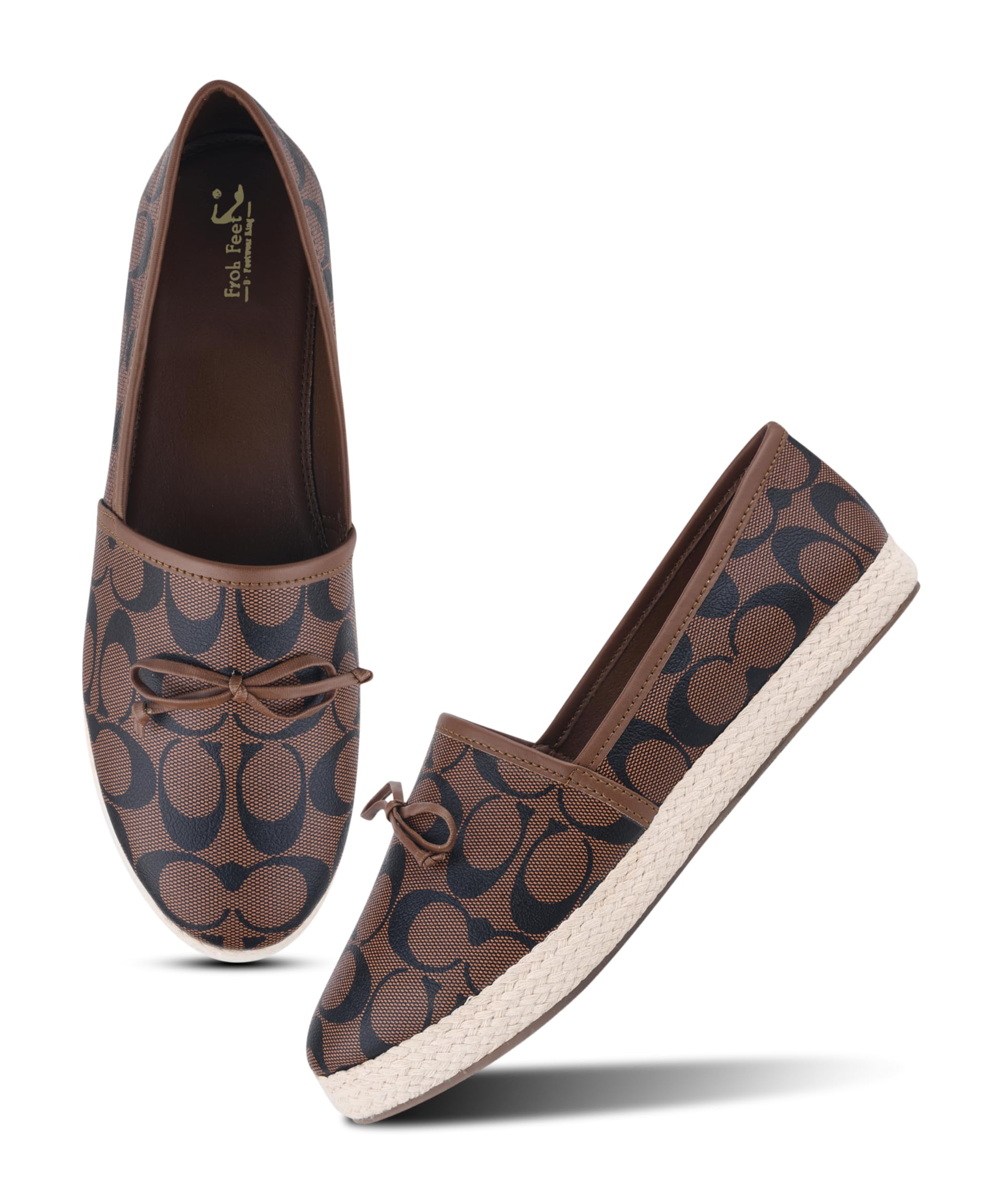 Froh Feet Women’s Elegant Patterned Espadrille Loafers Featuring Decorative Bow Detail and Classic Braided Jute Midsole-image-35