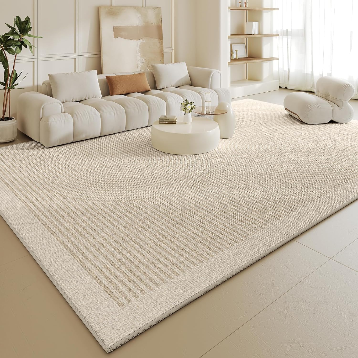 Tapis de salon 200x290 cm lavable antidérapant grand tapis de chambre doux