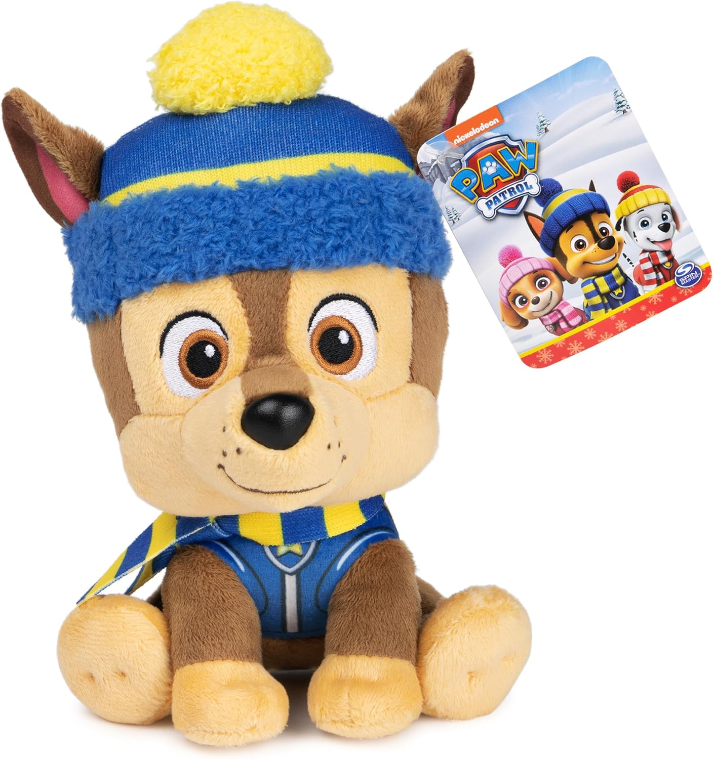 GUND PAW Patrol Holiday Winter Chase in Scarf and Hat, Officially Licensed Plush Toy for Ages 1 and Up, 6”