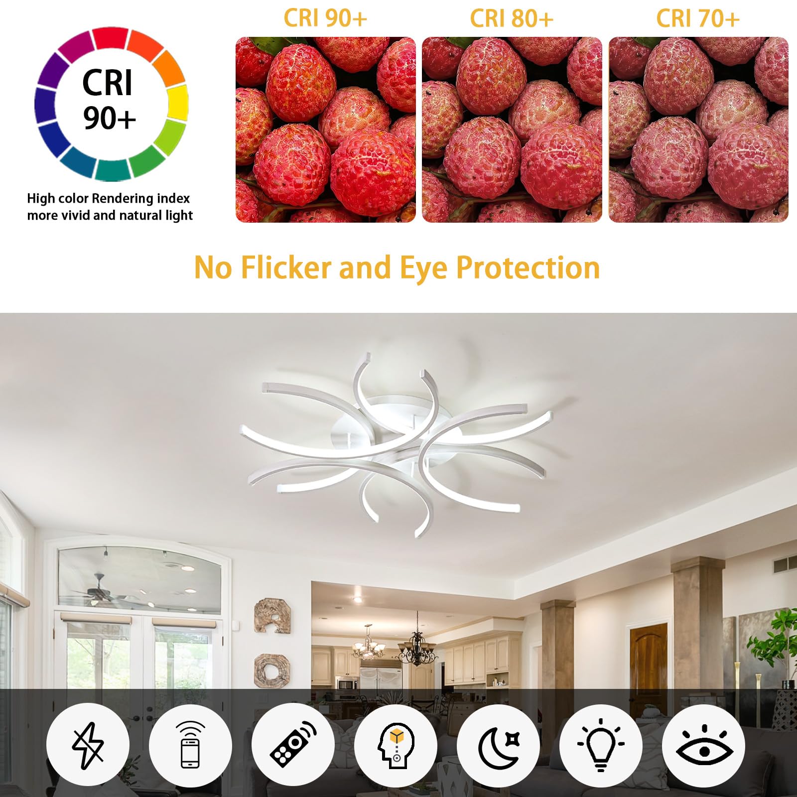 Smart Lampadario Soggiorno con Telecomando e APP, Creativo Plafoniera LED Dimmerabile con Funzione di Memoria Nessuno Sfarfallio Protezione Degli Occhi Lampada Cameretta Cucina Ufficio-60CM