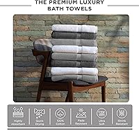 Vista 3 de Juego de 4 toallas de baño de 100 % algodón peinado de 600 GSM, muy absorbentes, afelpadas, suaves, de secado rápido, para hotel, spa, centro
