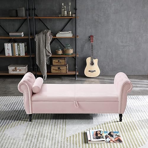 ERYE Taburete otomano tapizado con botones de 63 pulgadas para dormitorio, entrada en el hogar, espacio de estar, reposapiés acolchado suave con disponible en Yaxa Peru