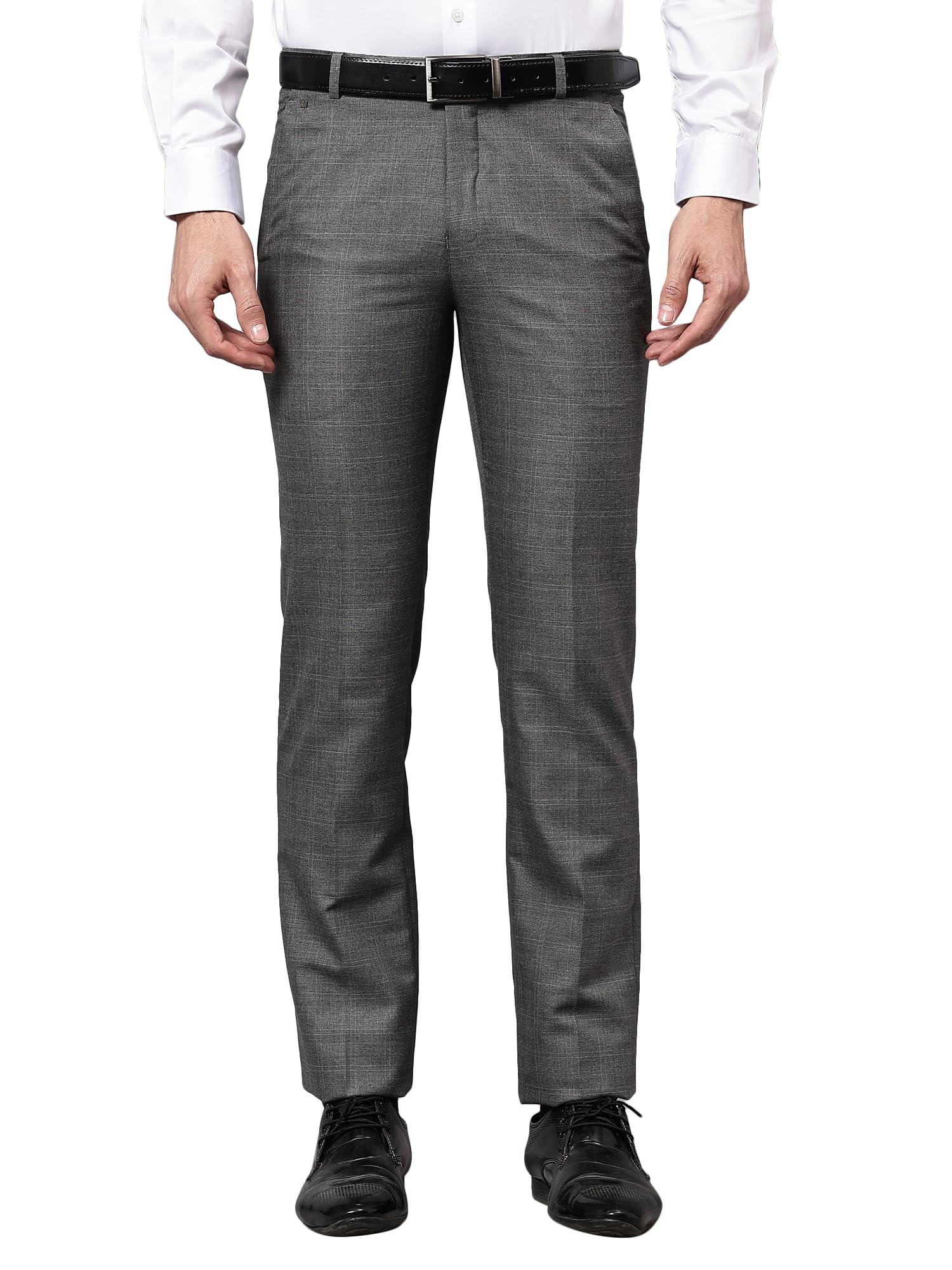 cantabil Men Checkered Non Pleated Regular Fit Mid Rise Formal Trousers for Men | Formal Pants for Men | Formal Wear Regular Fit Trousers for Men (P_MTRF00165)-picture-35