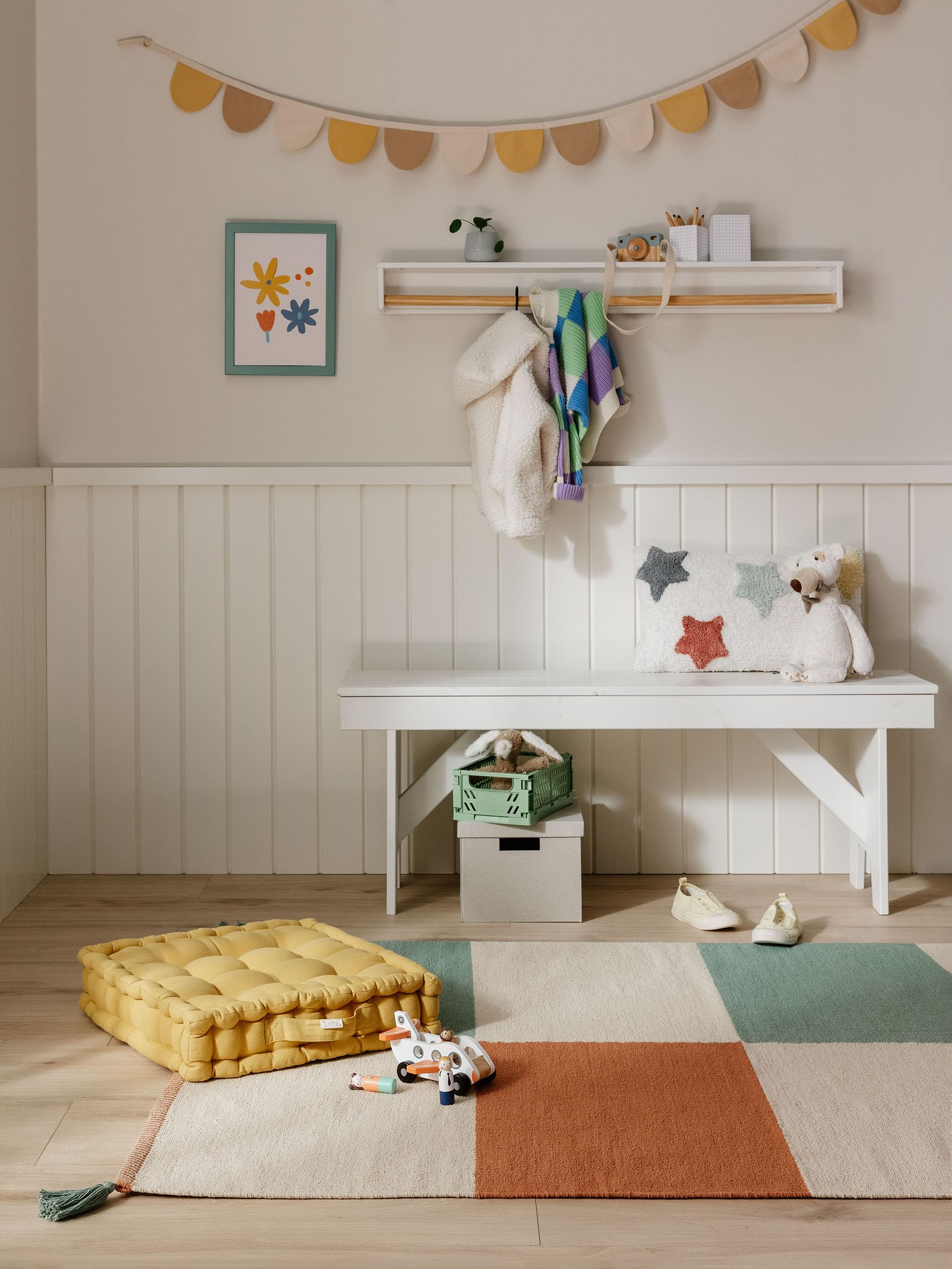 benuta Lytte Scandi Living - Alfombra infantil (120 x 170 cm, 100 % algodón), diseño de Anton