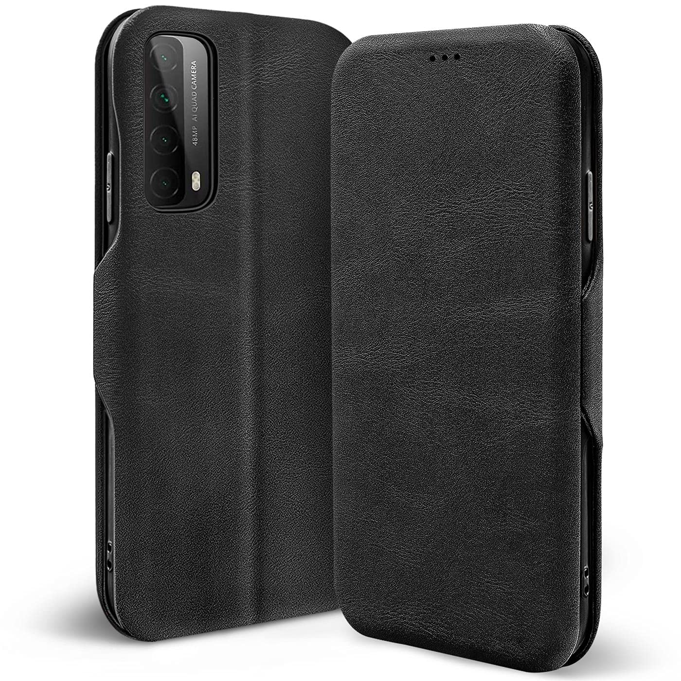 Verco Book Style for Huawei P Smart 2021 Case, Premium Magnetic Flip Cover for P Smart 2021 Wallet Case with Card Slot, Black - Image 2