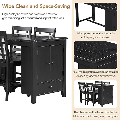 Miniatura 5 de Juego de mesa de comedor de 5 piezas juego de mesa de comedor minimalista y silla para 4 personas fácil de montar estilo moderno patas de metal