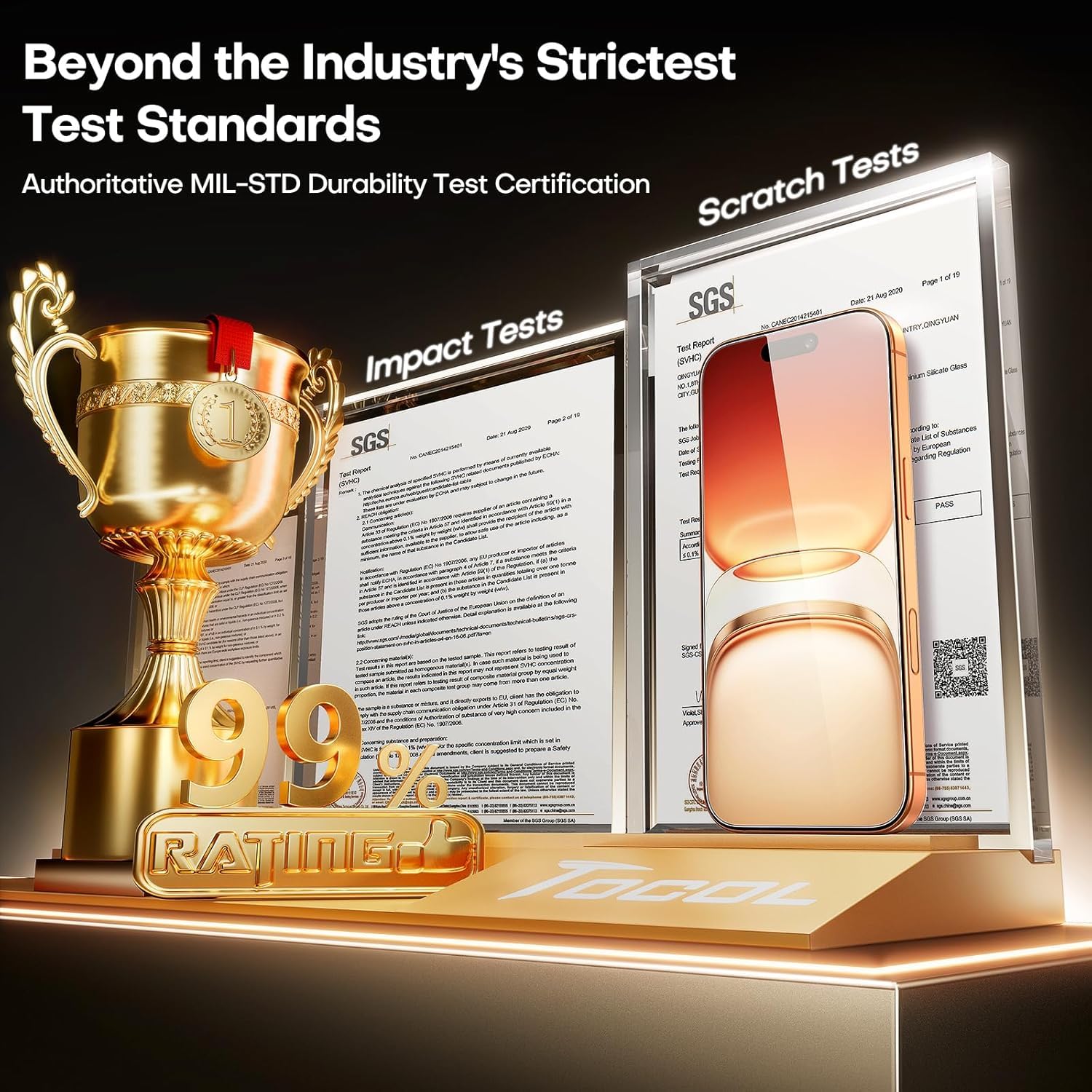 TOCOL 2 Pack for iPhone 17 Pro Max Screen Protector 6.9 inch 9H Hardness Military Grade Shatterproof HD Tempered Glass for iPhone 17ProMax Full Coverage Easy Installation 2 Pack - 4