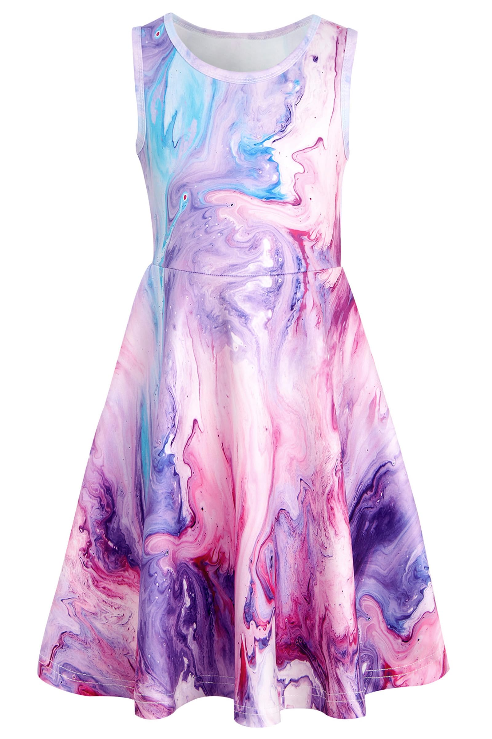 AIDEAONE Mädchenkleid Schmetterling A-Linie Ärmelloses Sommerkleid Buntes Kleid 4-12 Jahre