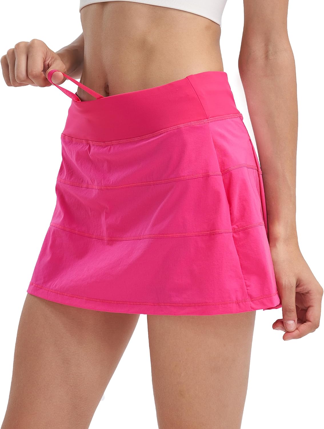 Women's High Waisted Pleated Tennis Skirt with Pockets Athletic Golf Skorts for Running Workout Casual Built-in Shorts Hot Pink X-Small