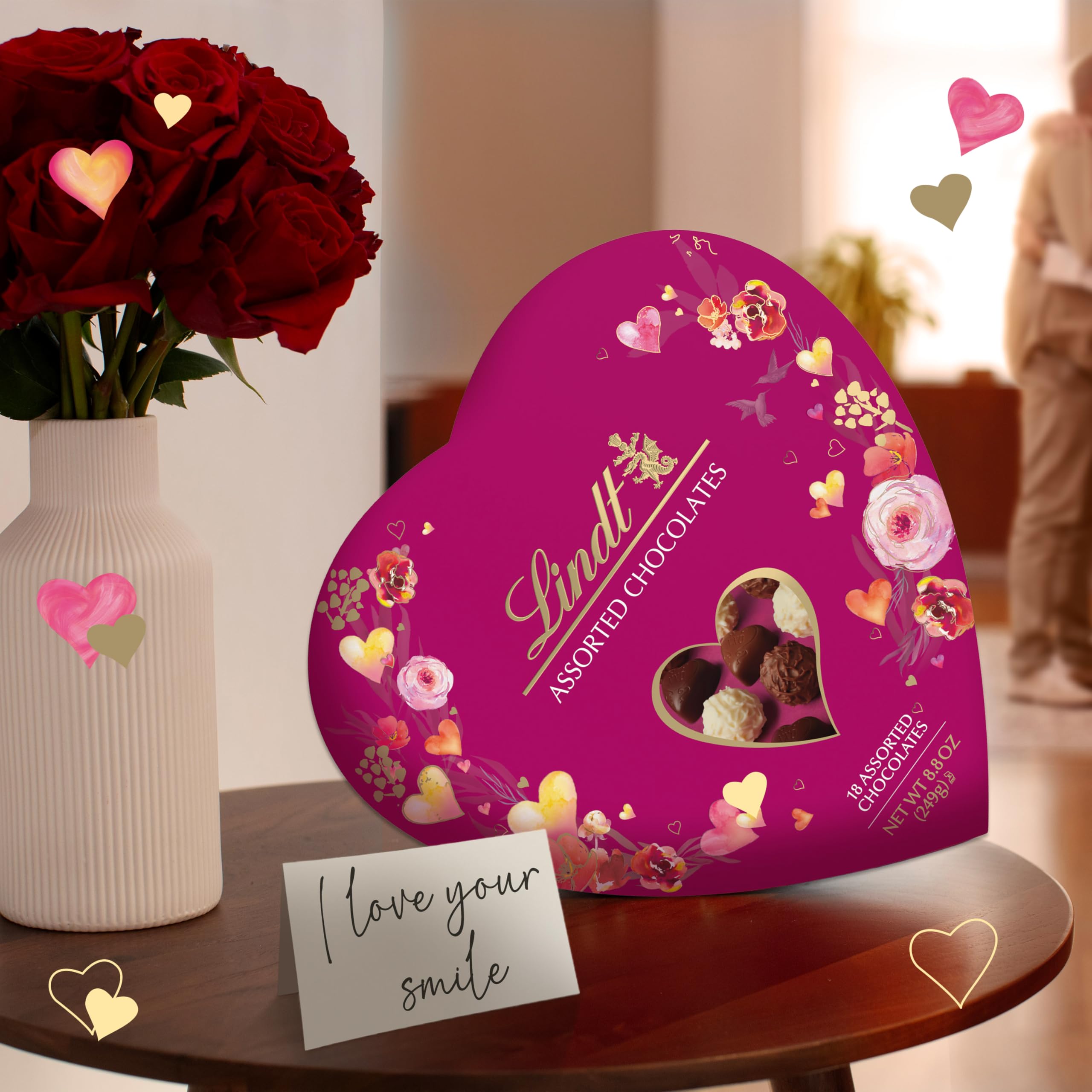 Lindt Valentine's Classic Heart Assorted Gourmet Chocolate Candy Truffles, 8.8 oz.