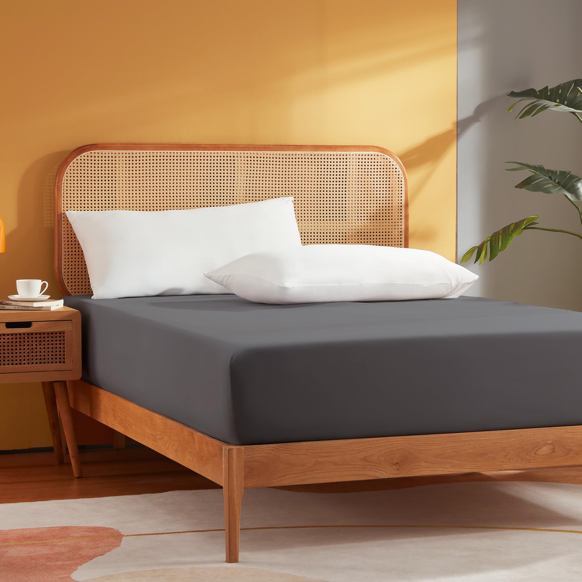 Sonive Single Fitted Sheet, Bedding Single Bed Fitted Fheet - Deep Fitted Single Sheet, 30...