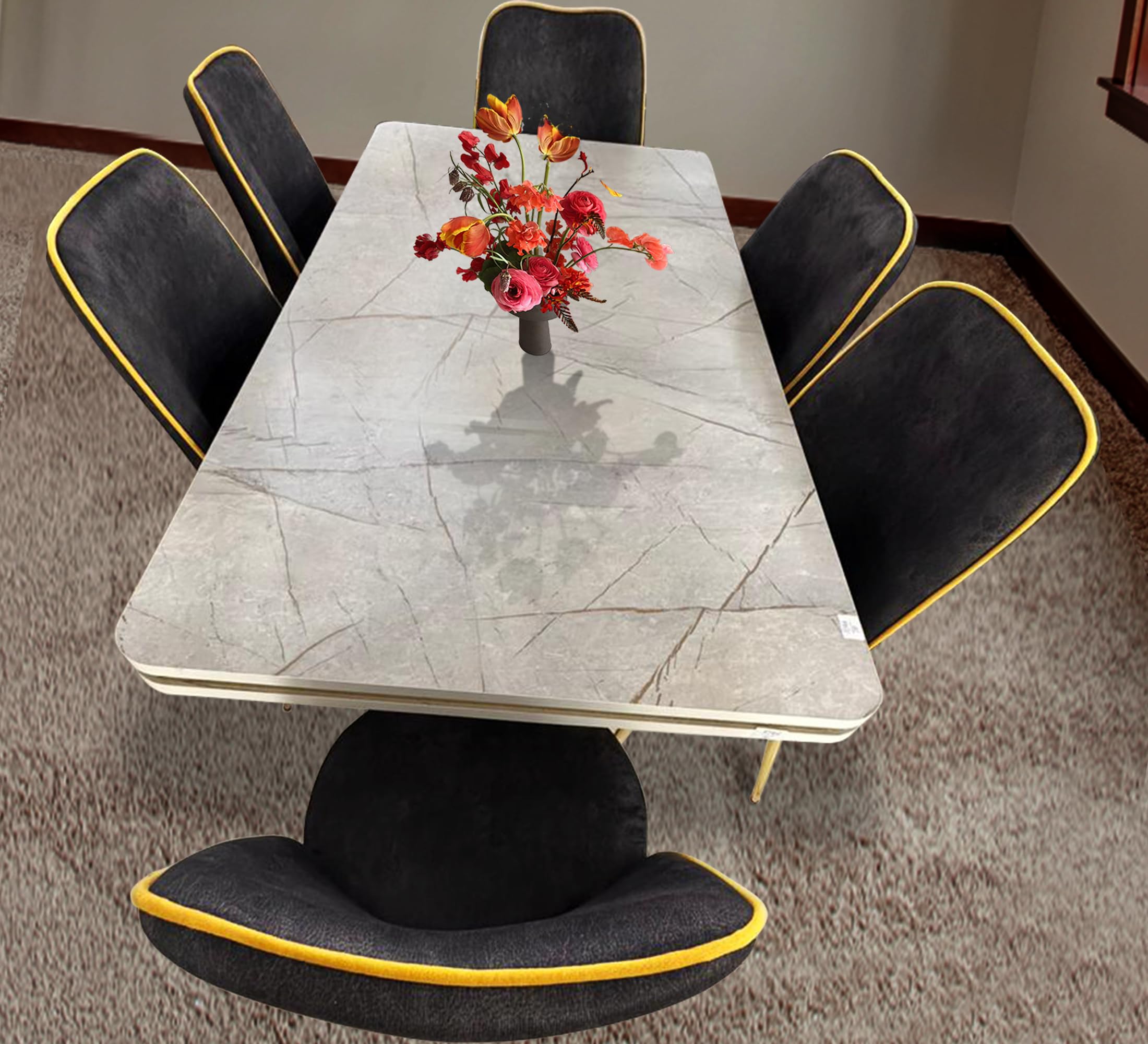 7-Pieces Dining Sets, 1 Piece Rectangular Table With 6 Chairs, 1+6 Seater Modern Design Furniture for Home, Dining Room, (Free Installation) (dsfdhfe3)