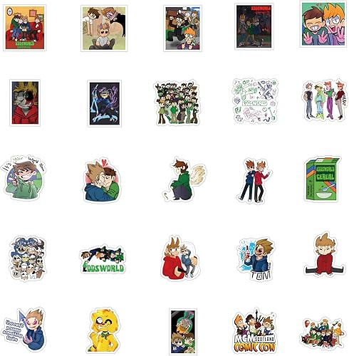 Miniatura 8 de Paquete de 62 calcomanías Eddsworld de anime póster de manga de vinilo de dibujos animados impermeable para botella de agua laptop teléfono