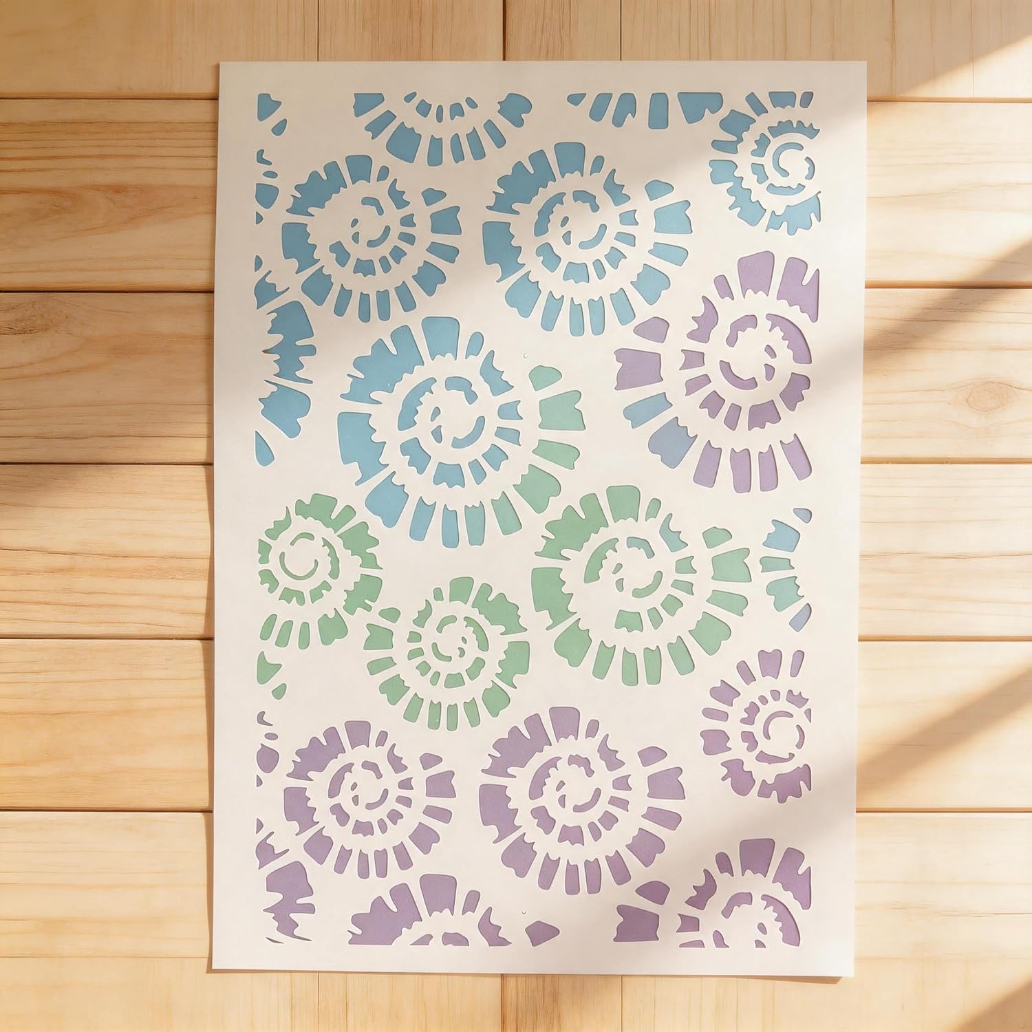 TIAMECH A4 Reusable Abstract Spiral Flower Stencil for Painting image 3