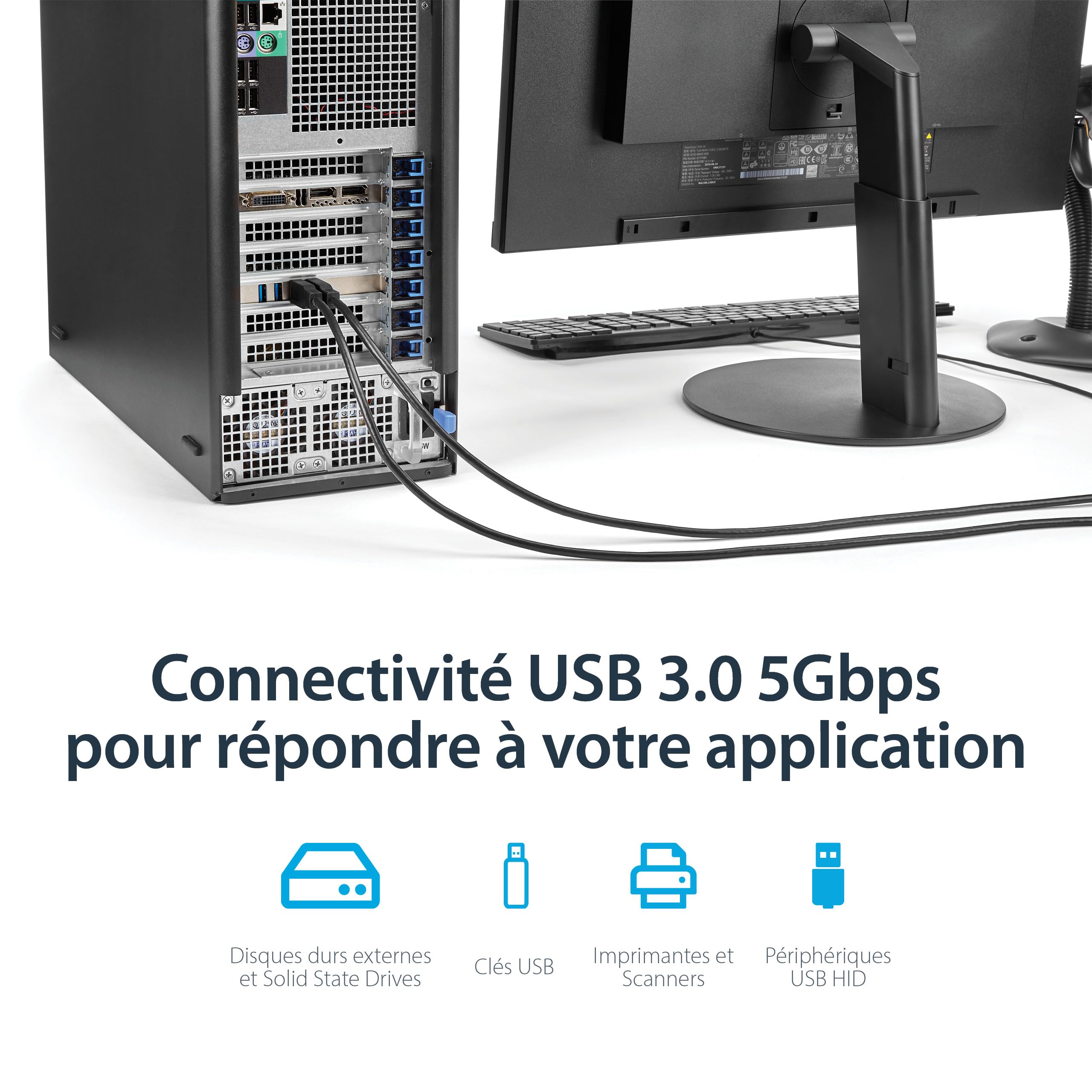 StarTech Carte PCIe 4 Ports USB 3.0, 5Gbps, UASP (PEXUSB3S44V) | Carte d'extension, 4 canaux 5Gbps dédiés, Alimentation SATA / LP4, USB 3.2 Gen 1