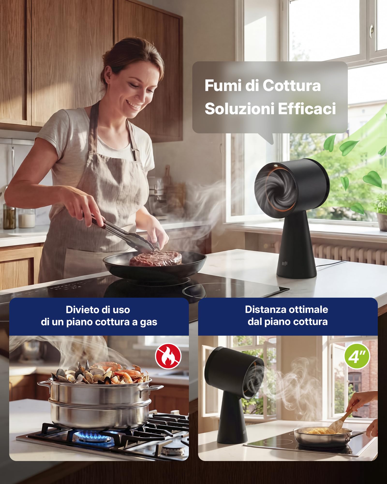 Upstreman Cappa Aspirante Portatile da Tavolo, 3 Velocità con Grande Contenitore Olio, Filtro Alluminio e Carbone Rimovibile, Ventola da Cucina per Barbecue Indoor, Hot Pot, Nero