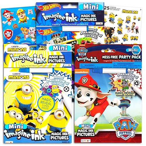 Imagine Ink Coloring Book Bundle Including 3 No Mess Magic Ink Activity Books Featuring Hot Wheels, Paw Patrol