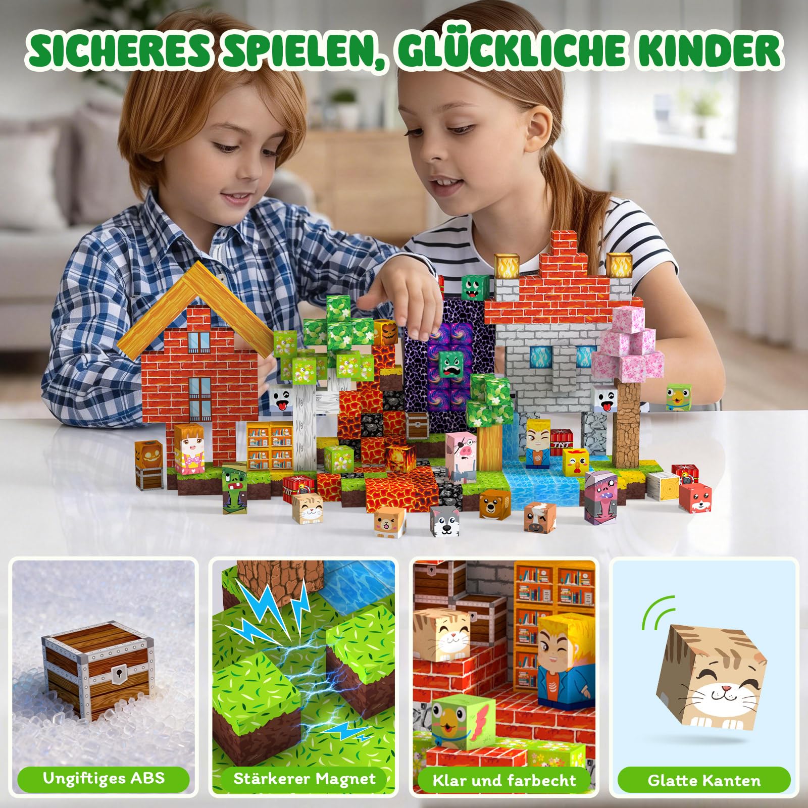 Magnetische Bausteine 330 PCS 2CM Magnetbausteine für Kinder ab 3 Jahre Magnetic Blocks, Spielzeug Magnete Kinder, Magnetische Bauwelt Geburtstag Geschenk ab 3 4 5 6 7 8 9 10 11 12 Jungen Mädchen