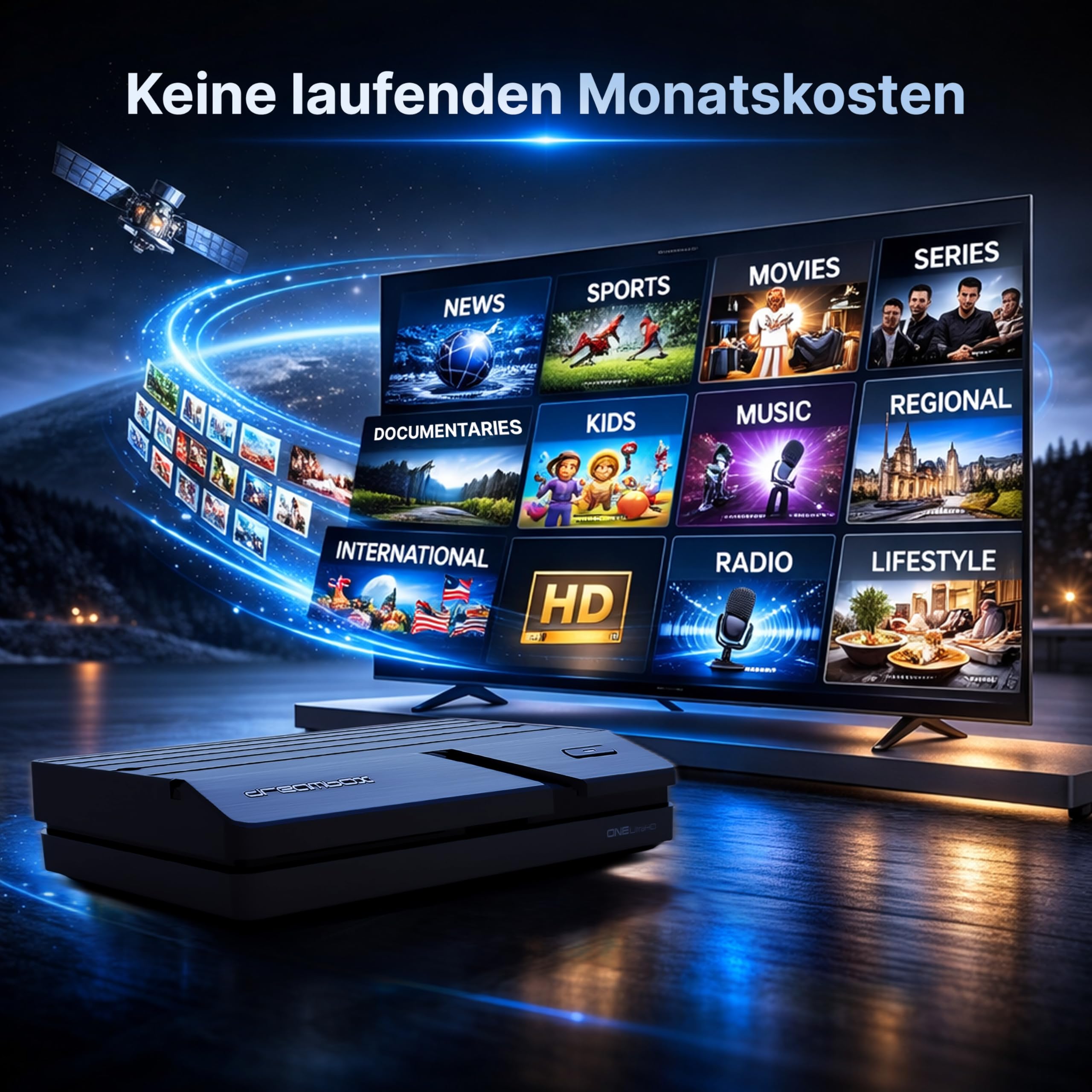 Dreambox One Ultra HD 2X DVB-S2X Multistream Tuner (4K, 2160p, E2 Linux, Dual WiFi H.265, HEVC)