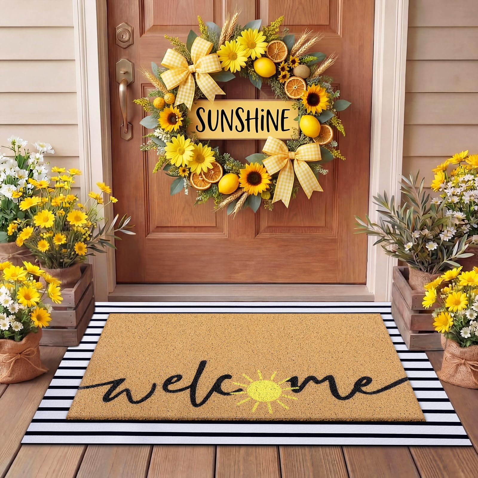 Photo 1 of Tinideya 2 Piece Summer Sun Layered Doormat Set for Porch Entryway Decor