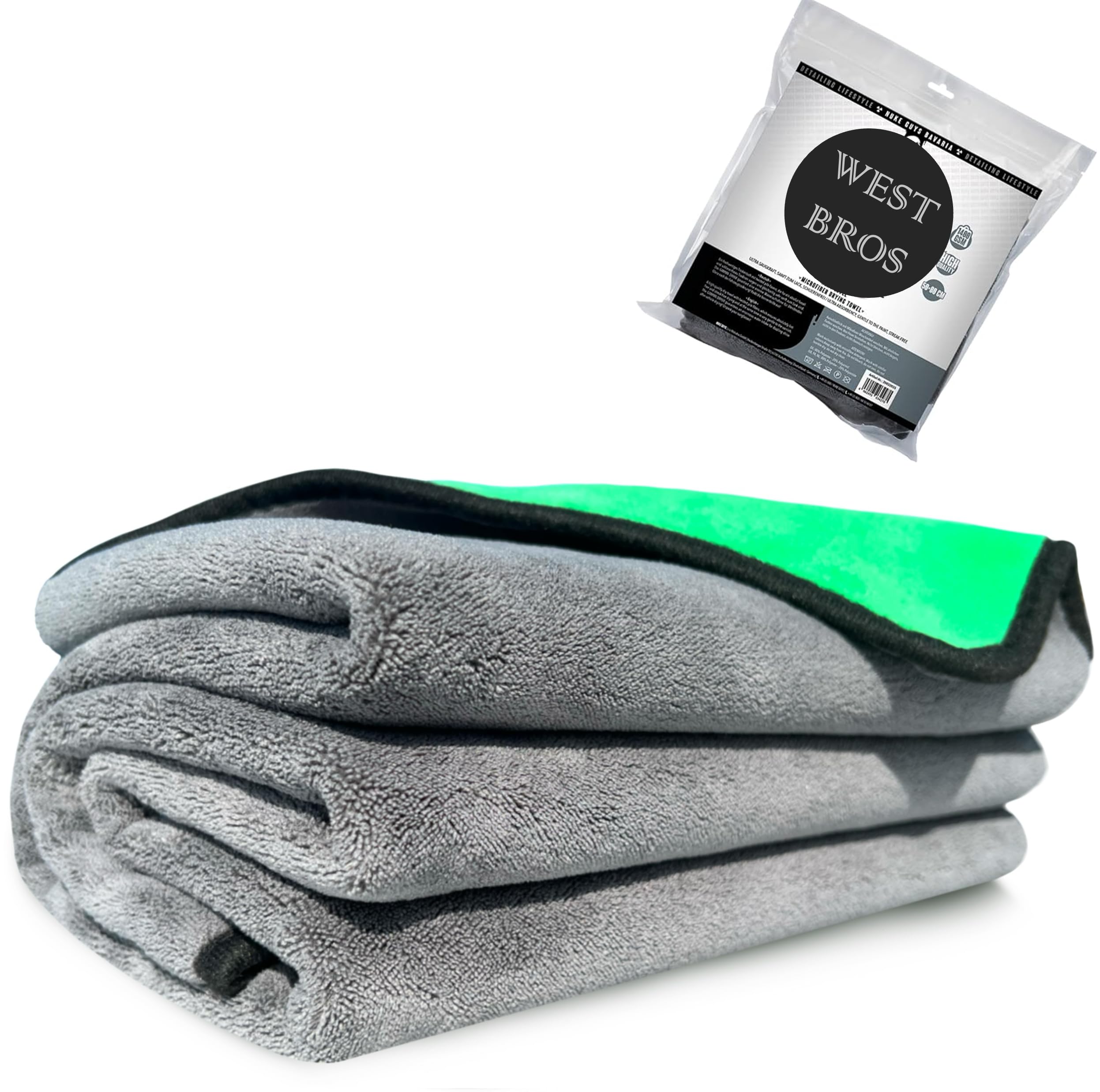 WEST BROS Extra Large Microfiber Auto Drying Towel - XL Professional Water Absorber for Cars, Trucks, SUV - 40x24, 800 GSM, 1-Pack