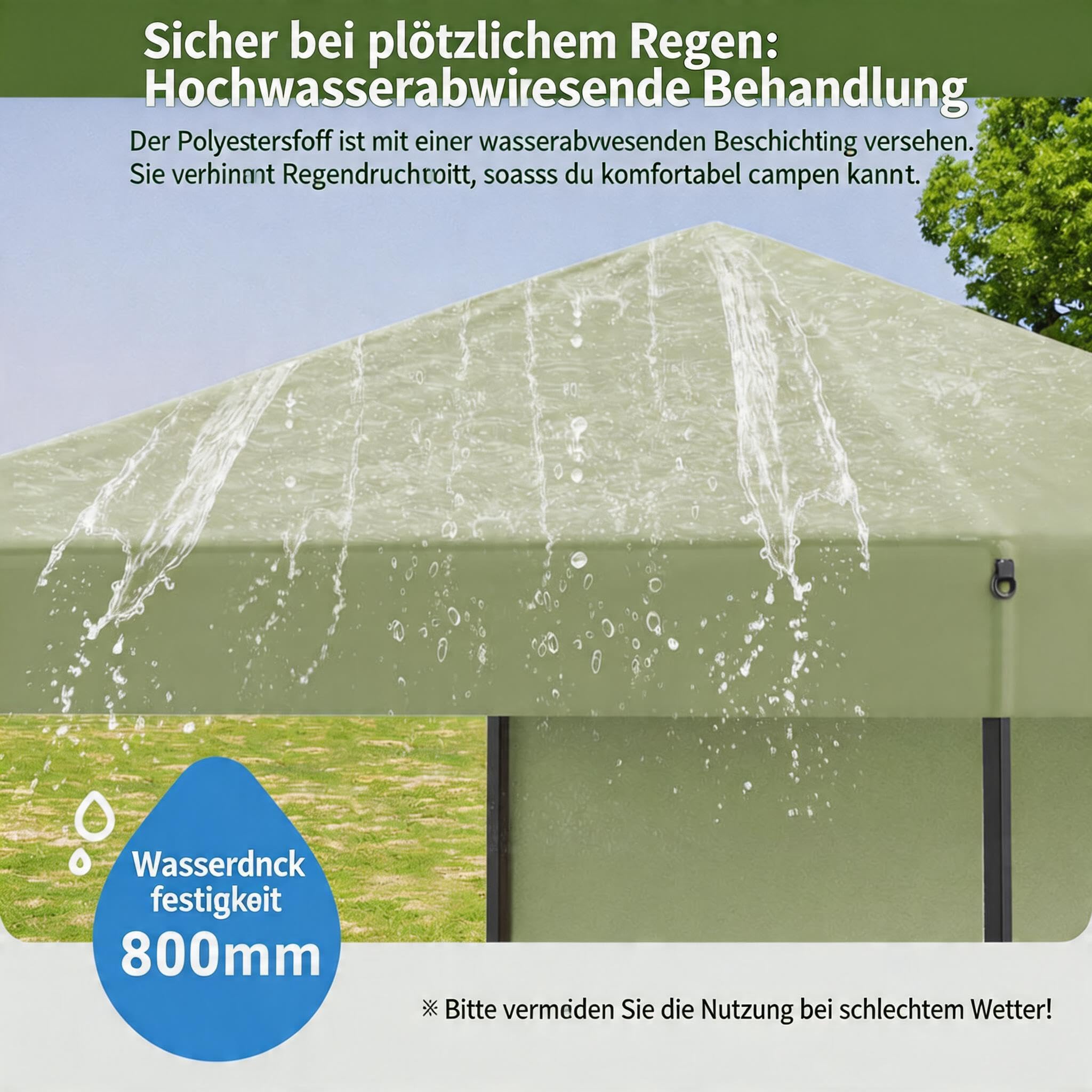 Faltbares Zelt 1,8x1,8 m, Faltpavillon Wasserdicht Und UV-Beständig, Schnell Aufzubauen, Inklusive Seitenwänden Und Tragetasche, Ideal Für Garten, Terrasse, Camping Und Veranstaltungen