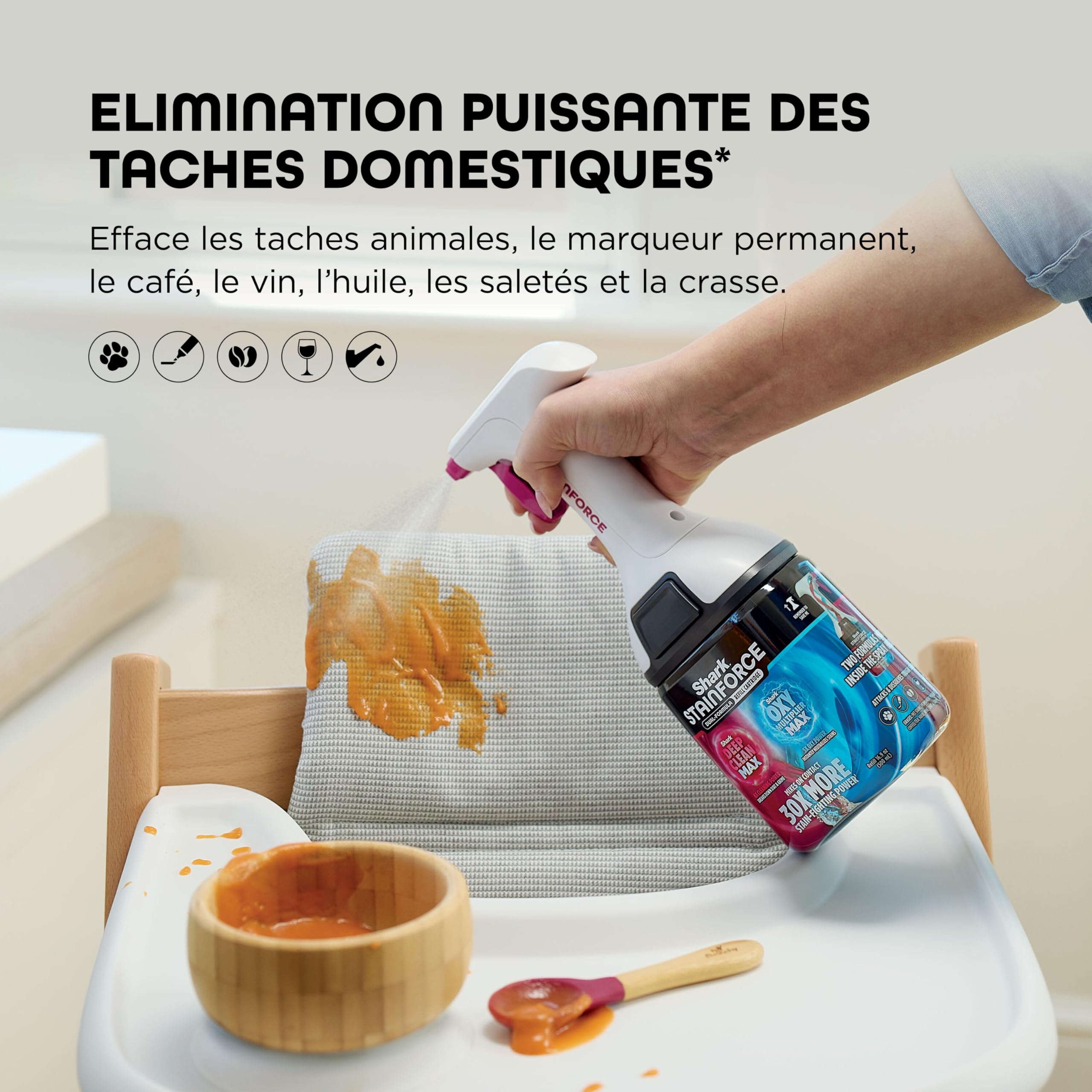 Shark StainForce – Recharge détachante de solution à double formule, lot de 2, pour lutter contre les taches tenaces et éliminer instantanément les odeurs, 2 x 500 ml, XSKBDHXCM500EU