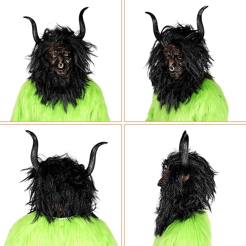 Miniatura 7 de Máscara de toro del diablo, bisonte salvaje, máscara de rey demonio realista, cuernos de buey, animal de cabeza completa, accesorio para disfraz de