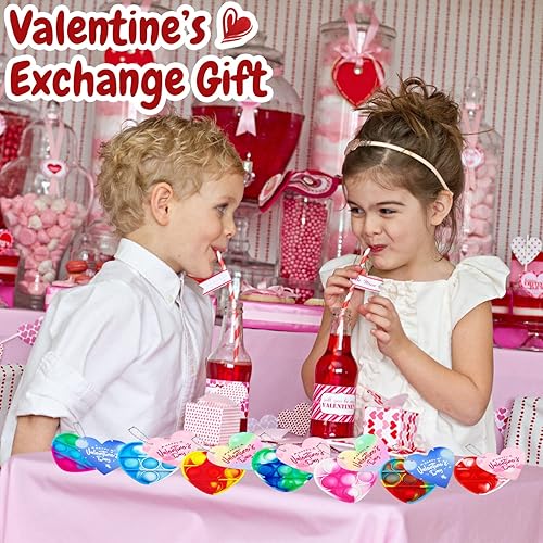 Miniatura 4 de Regalos para el día de San Valentín para niños, 40 mini juguetes pop con 40 tarjetas, tarjetas del día de San Valentín para el aula de niños,
