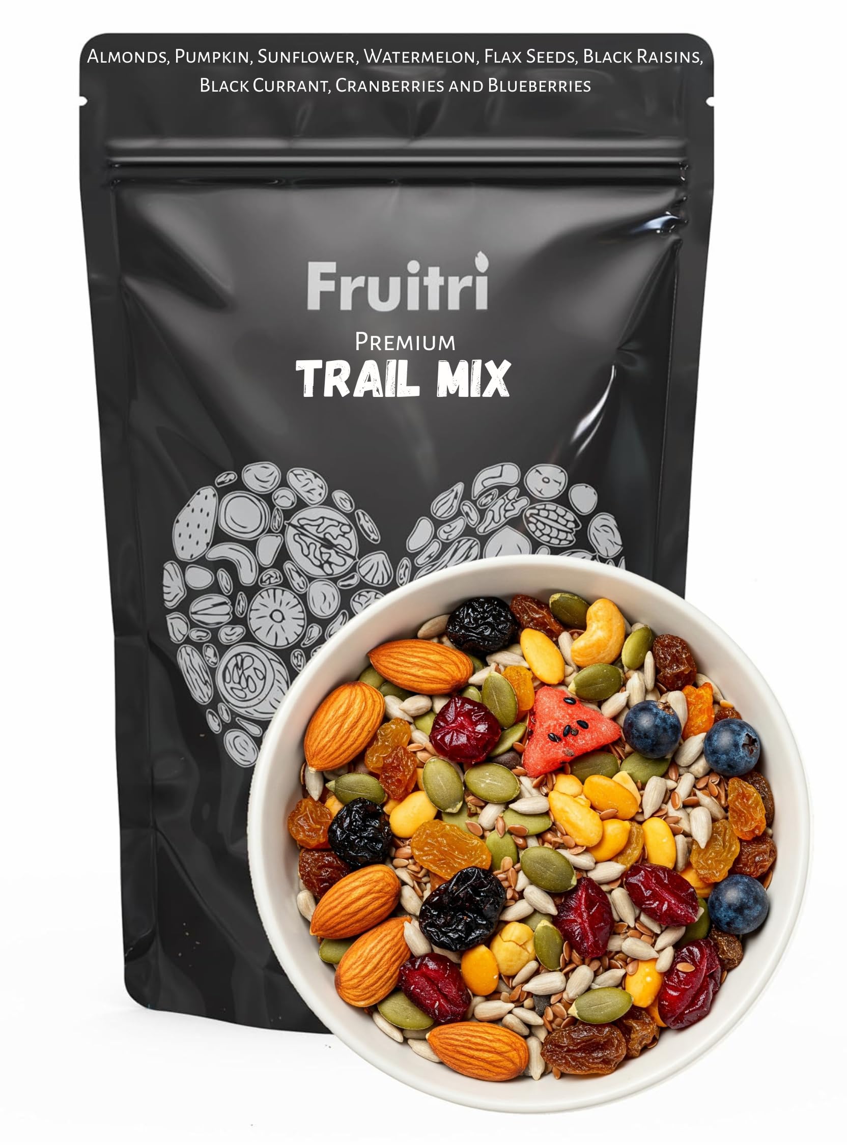 Fruitri Superfood Trail Mix 400g- Roasted Almonds, Pumpkin, Sunflower, Watermelon, Flax Seeds, Black Raisins, Black Currant, Cranberries and Blueberries, Seeds mix & dry fruits combo pack offer-image-40