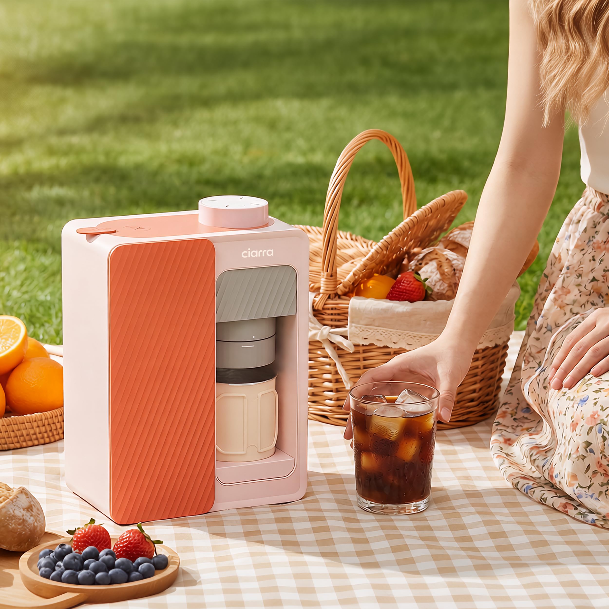 CIARRA BloomBox Cafetera Portátil Espresso de 15 bares Rosa | con Batería y Conexión a la Red Eléctrica, Máquina de Café Recargable Autocalentable para Acampadas y Viajes - CBPCM551-P