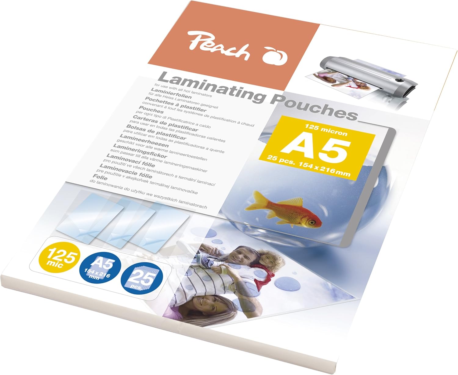 Peach Laminating Pouches A5 125MIC Contents 25 Sheets