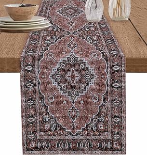 Boho Southwest Table Runners 90 Inches Long, Coffee Table Runner, Aztec Tribe Abstract Geometric Patterned Farmhouse Tablerunners Dress Scarves for Party/Dresser/Living Room 13"x90"