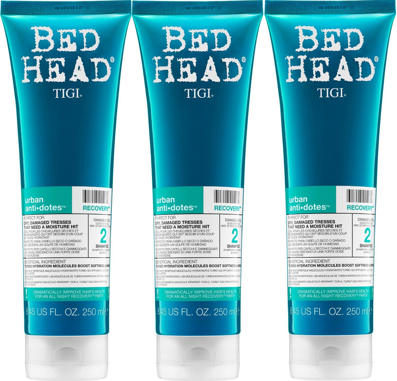 TIGI Bed Head Shampoo Urban Antidotes 2 Recovery – Triple-Pack (3x 250 ml)