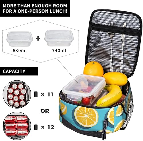 Miniatura 4 de Lemon Wedges - Bolsa de comida para viajes, trabajo, picnic, bolsa de almuerzo, bolsa de almuerzo reutilizable con aislamiento