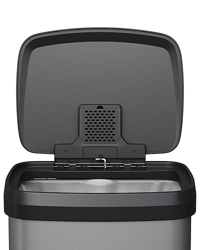 Miniatura 3 de Garvee Cubo de basura de acero inoxidable de 21 galones con tapa, cubo de basura grande para cocina, cubo de basura de metal inoxidable con borde de