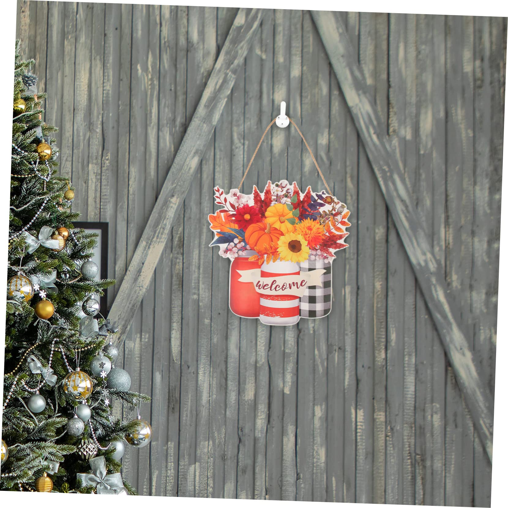 Alipis 2 Letreros Festivos para Puerta de Tarro de Cristal Decoración Navideña para Exteriores Letrero a para Fiesta de Navidad.