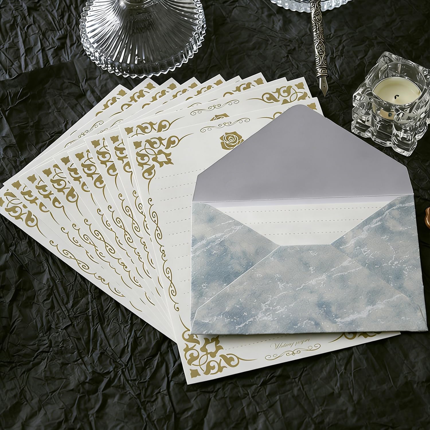 48 Pcs Stationery Set with Letter Paper and Envelopes(Blue) image 4