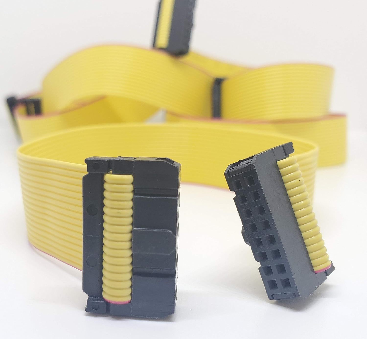 Pc Accessories 5-Pack 8" FC F/F IDC 16P Yellow Flat Ribbon Cable, Net 7 Inches 20cm Length with 2.54mm 16 Pins Female to Female Connector