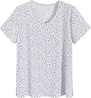 Latuza Women's Bamboo Viscose V-Neck Sleep T-Shirt Pajama Top - Breathable Plus Size Lounge Tee