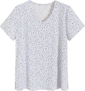 Latuza Women's Bamboo Viscose V-Neck Sleep T-Shirt Pajama Top - Breathable Plus Size Lounge Tee